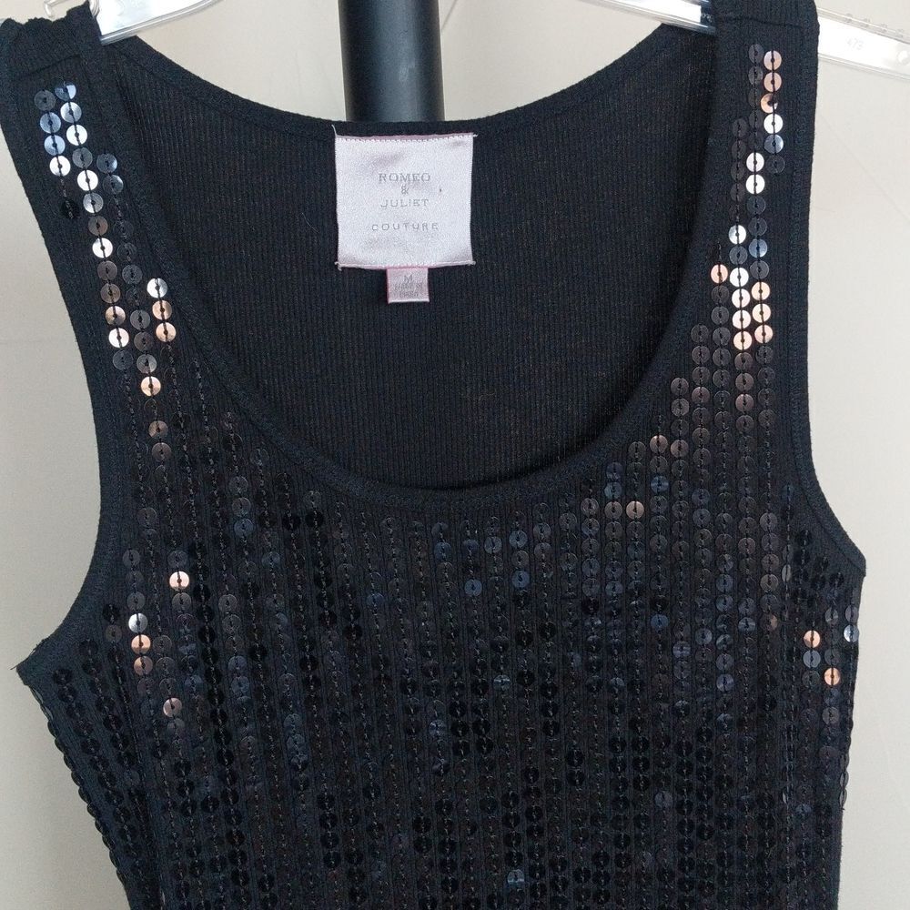 Romeo and Juliet Couture Black Sequin Tank Top